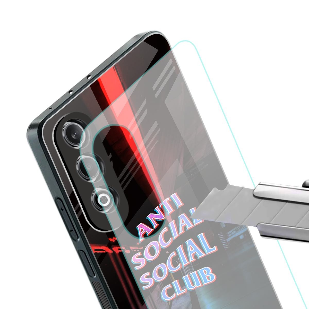 anti social social club back phone cover | glass case for oneplus nord ce 4