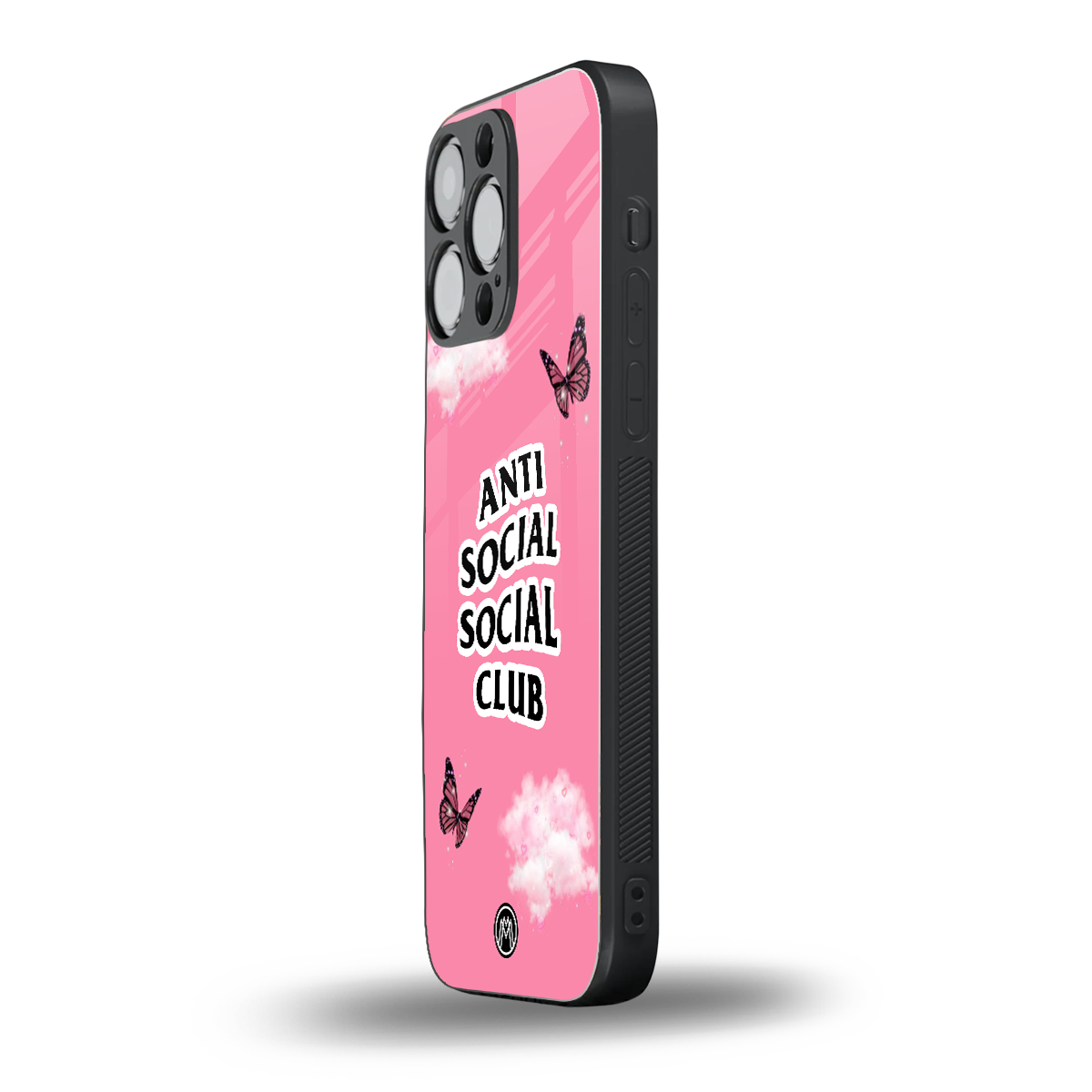 anti social social club pink edition back phone cover | glass case for iphone 16 pro max