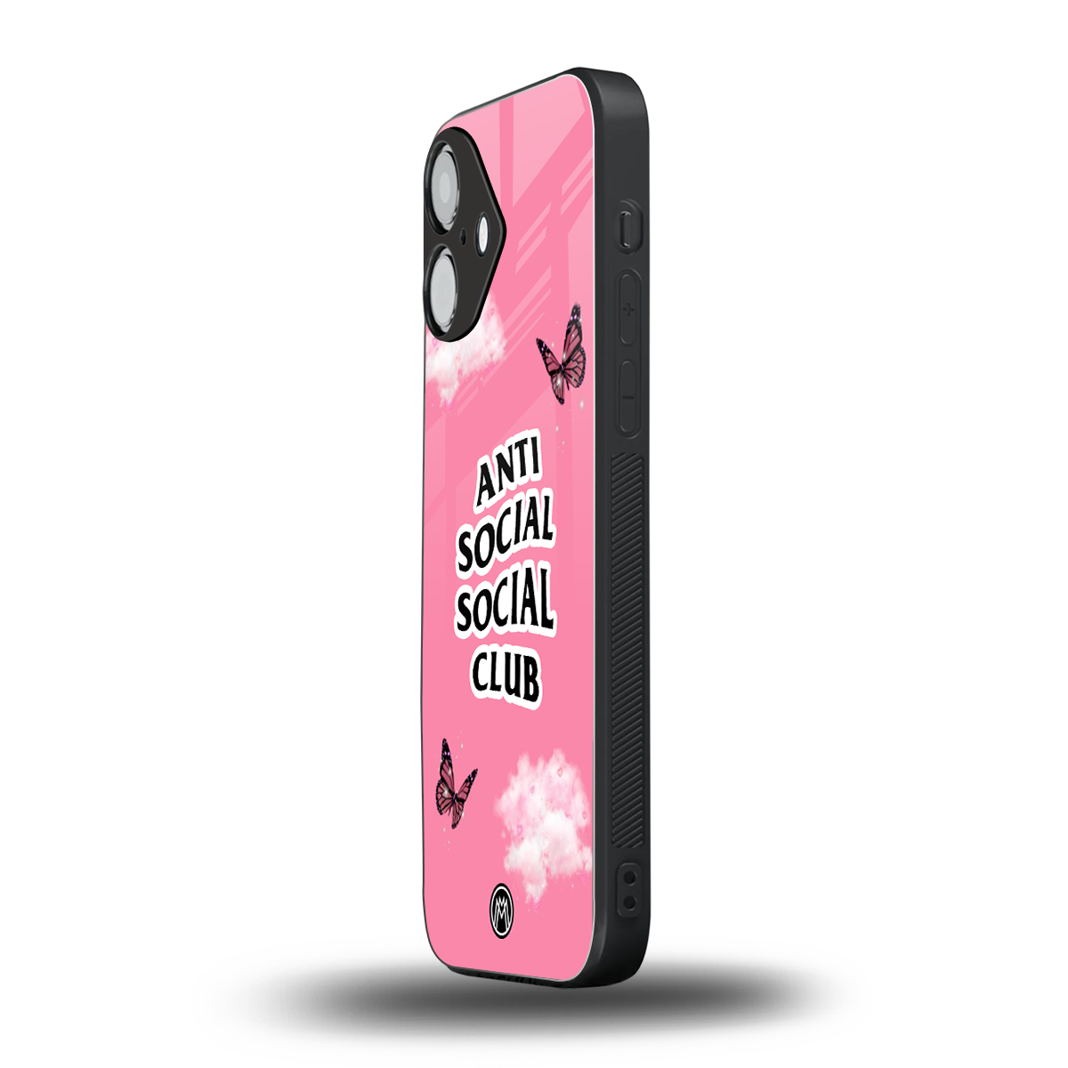 anti social social club pink edition back phone cover | glass case for iphone 16
