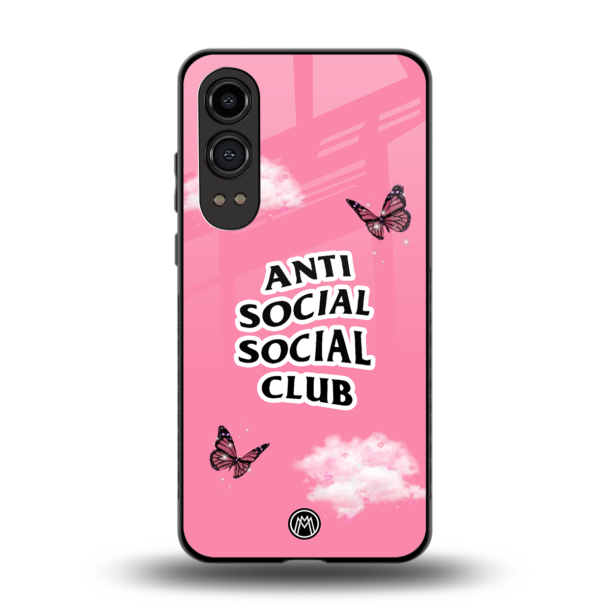 anti social social club pink edition back phone cover | glass case for oneplus nord ce 4 lite