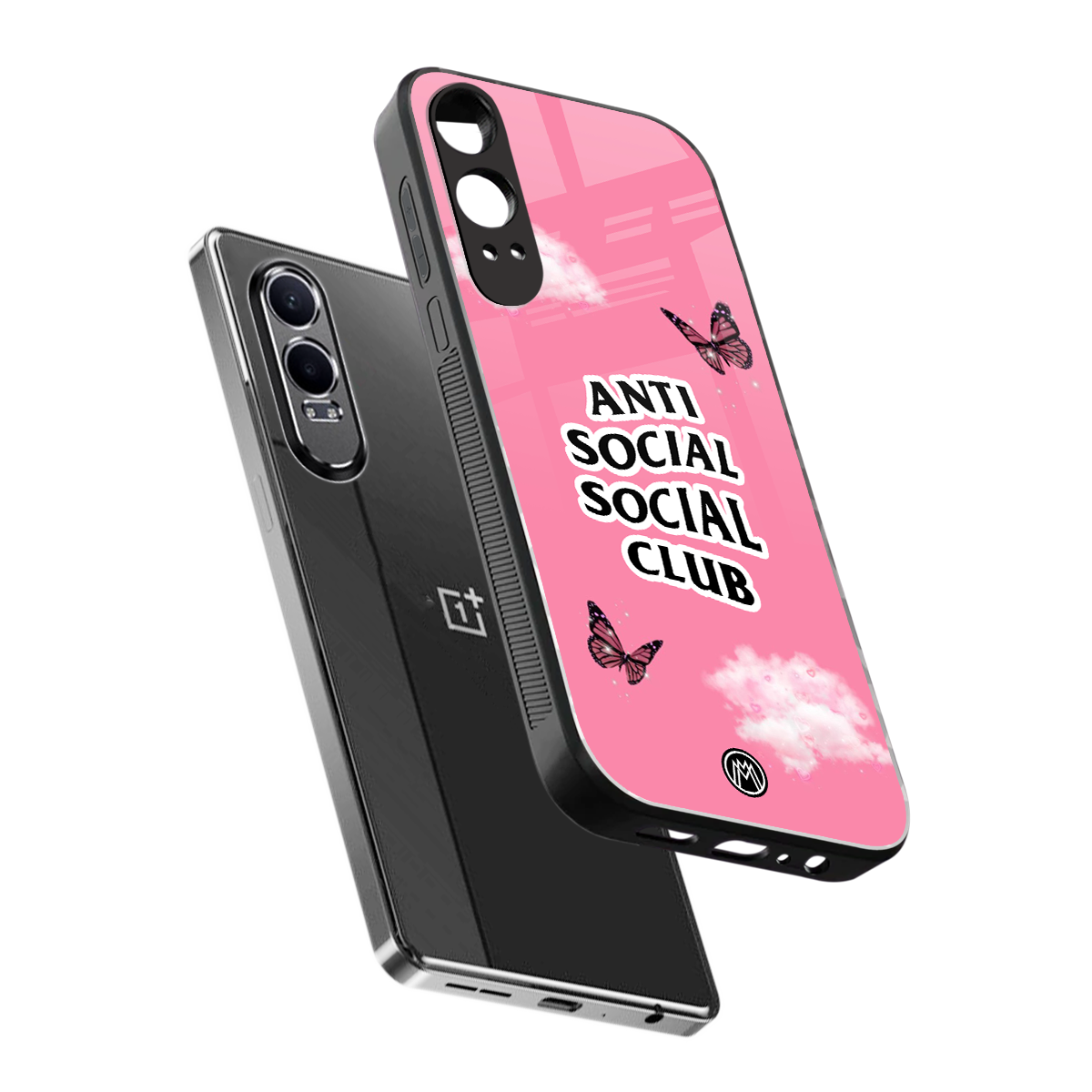 anti social social club pink edition back phone cover | glass case for oneplus nord ce 4 lite