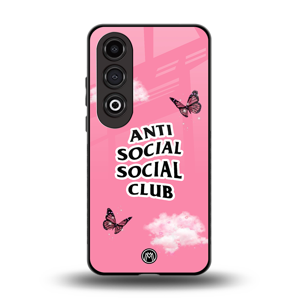 anti social social club pink edition back phone cover | glass case for oneplus nord ce 4