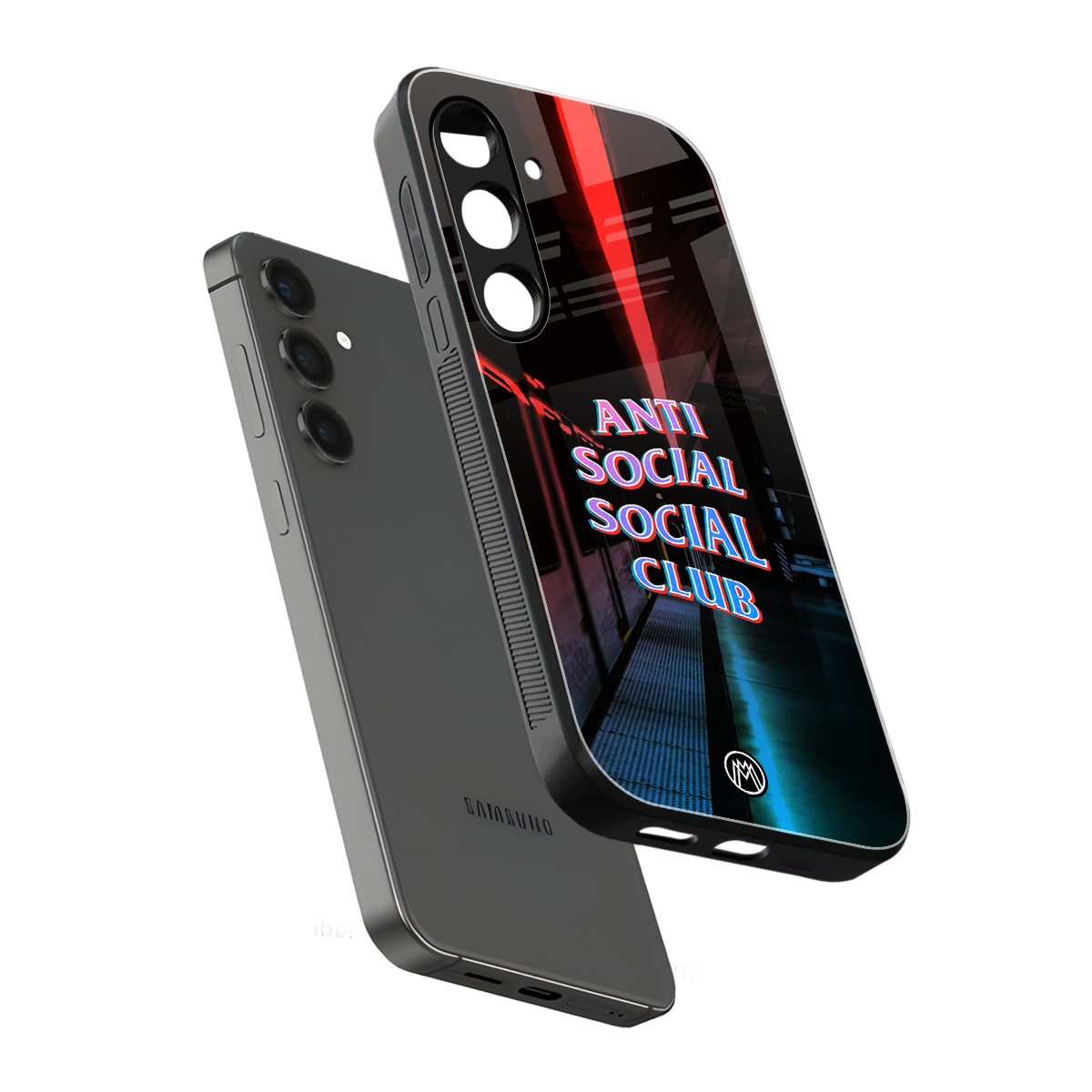 anti social social club back phone cover | glass case for samsung galaxy s23 plus