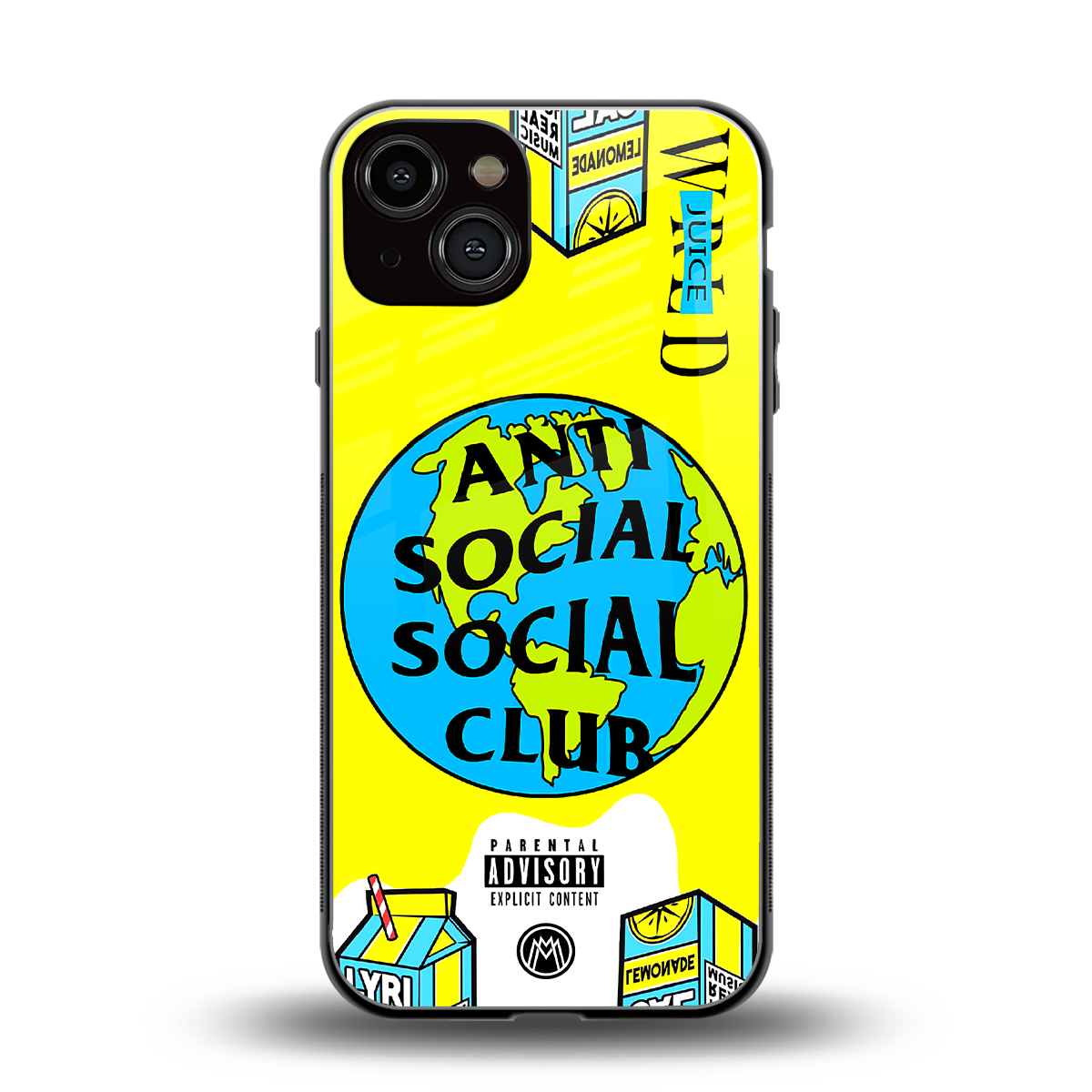 anti social social club x juice wrld back phone cover | glass case for iphone 13