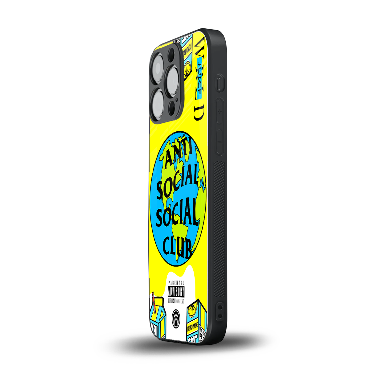 anti social social club x juice wrld back phone cover | glass case for iphone 14 pro