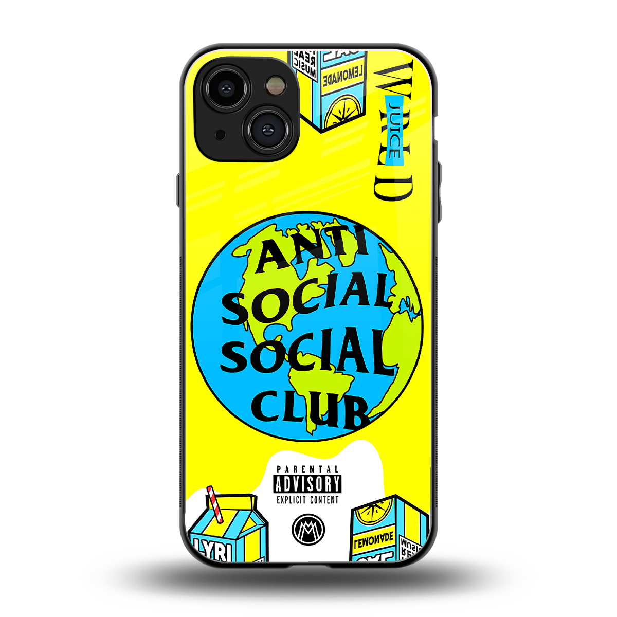 anti social social club x juice wrld back phone cover | glass case for iphone 15
