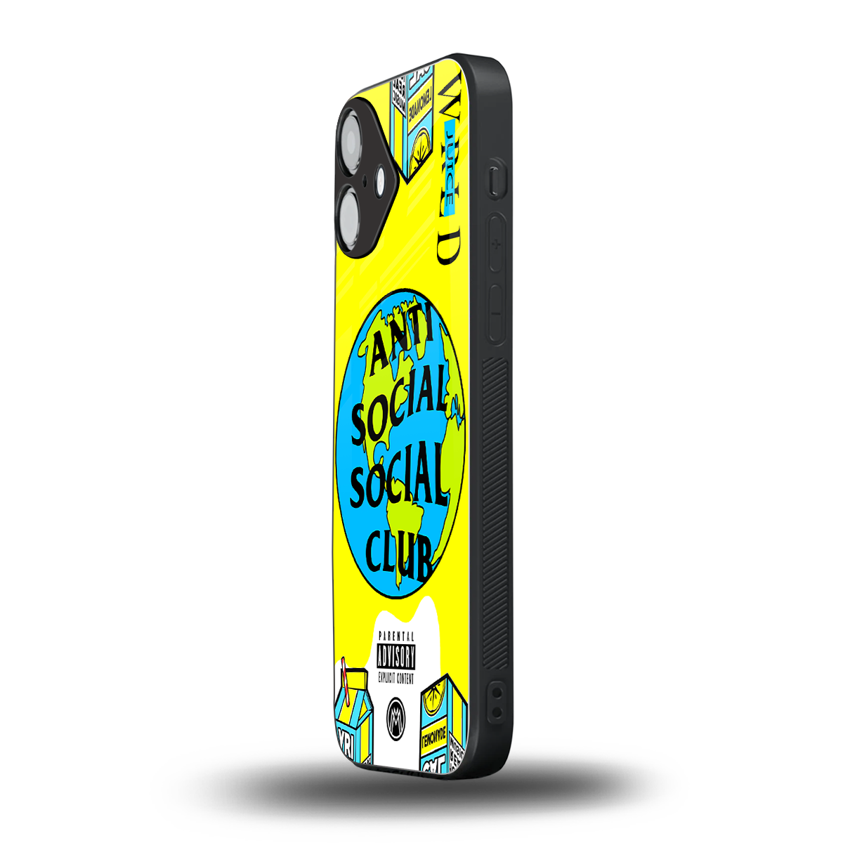 anti social social club x juice wrld back phone cover | glass case for iphone 16 plus