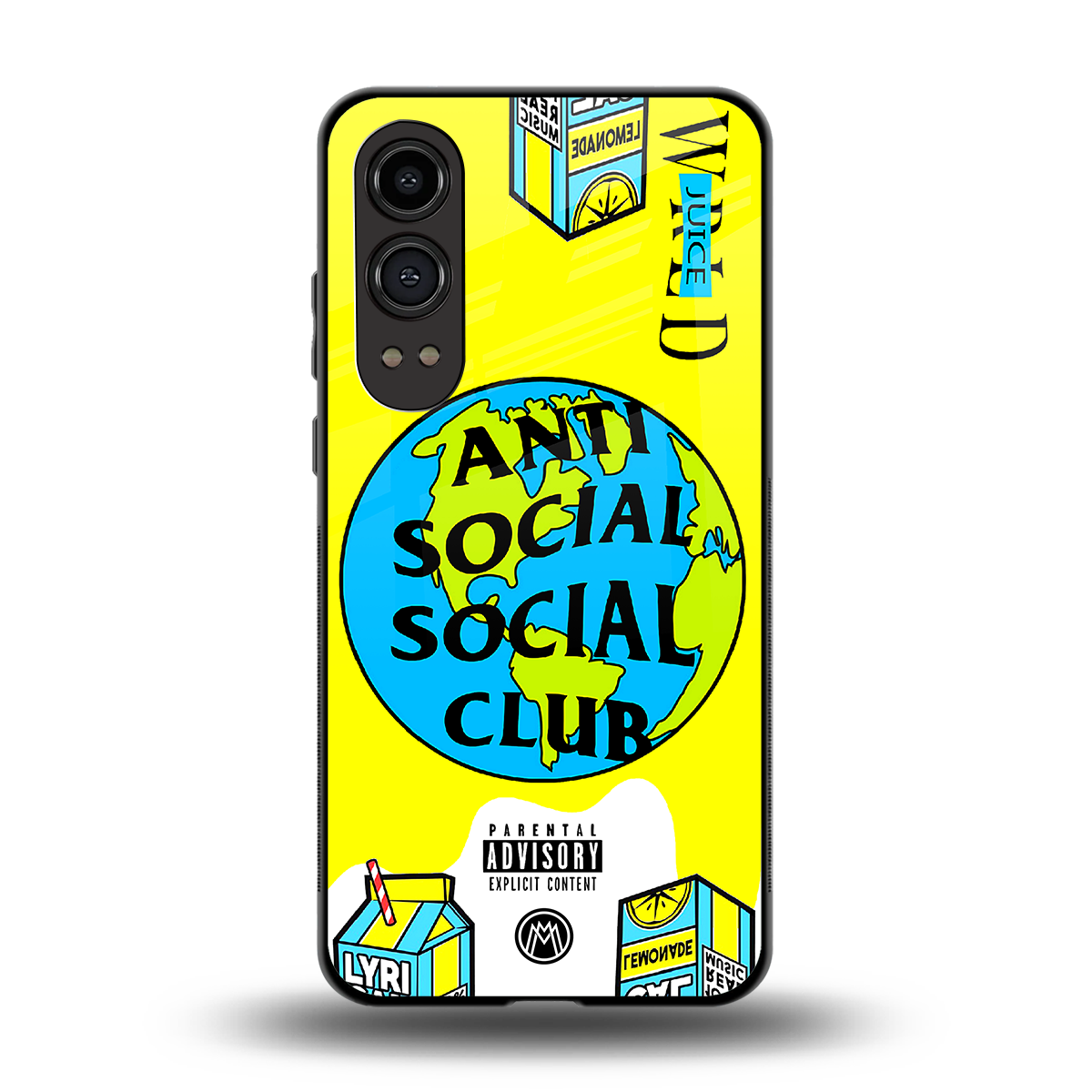 anti social social club x juice wrld back phone cover | glass case for oneplus nord ce 4 lite