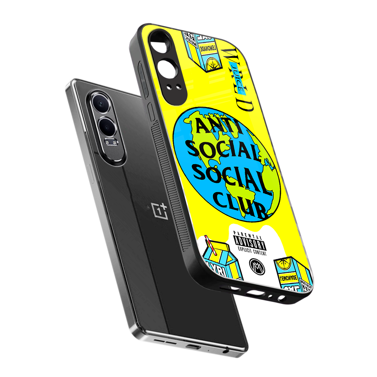 anti social social club x juice wrld back phone cover | glass case for oneplus nord ce 4 lite