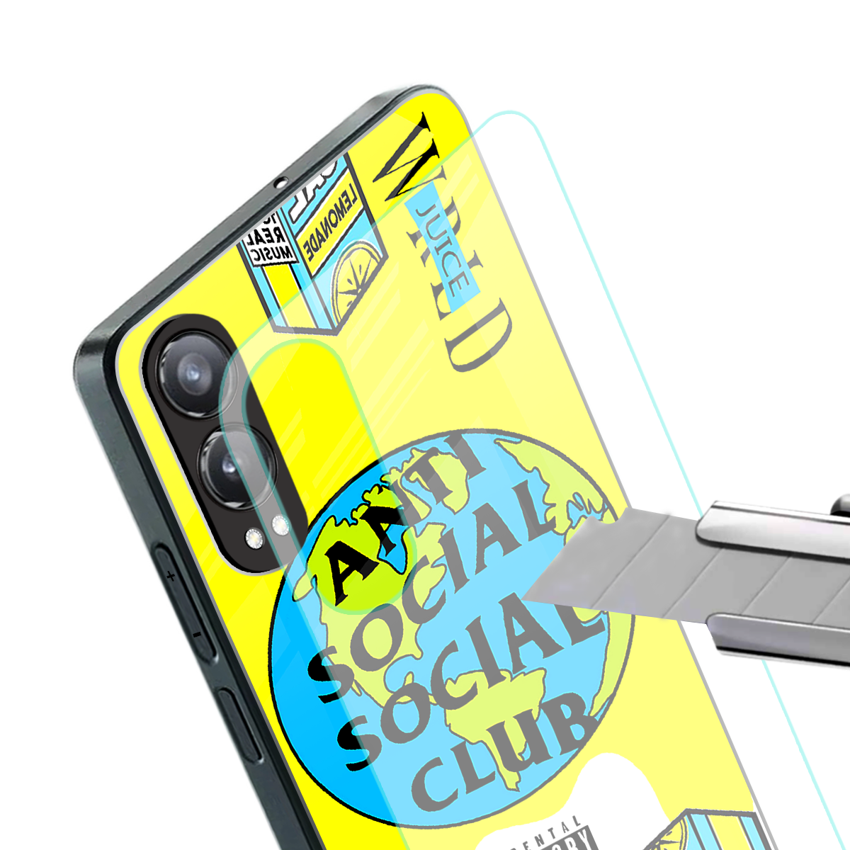 anti social social club x juice wrld back phone cover | glass case for oneplus nord ce 4 lite