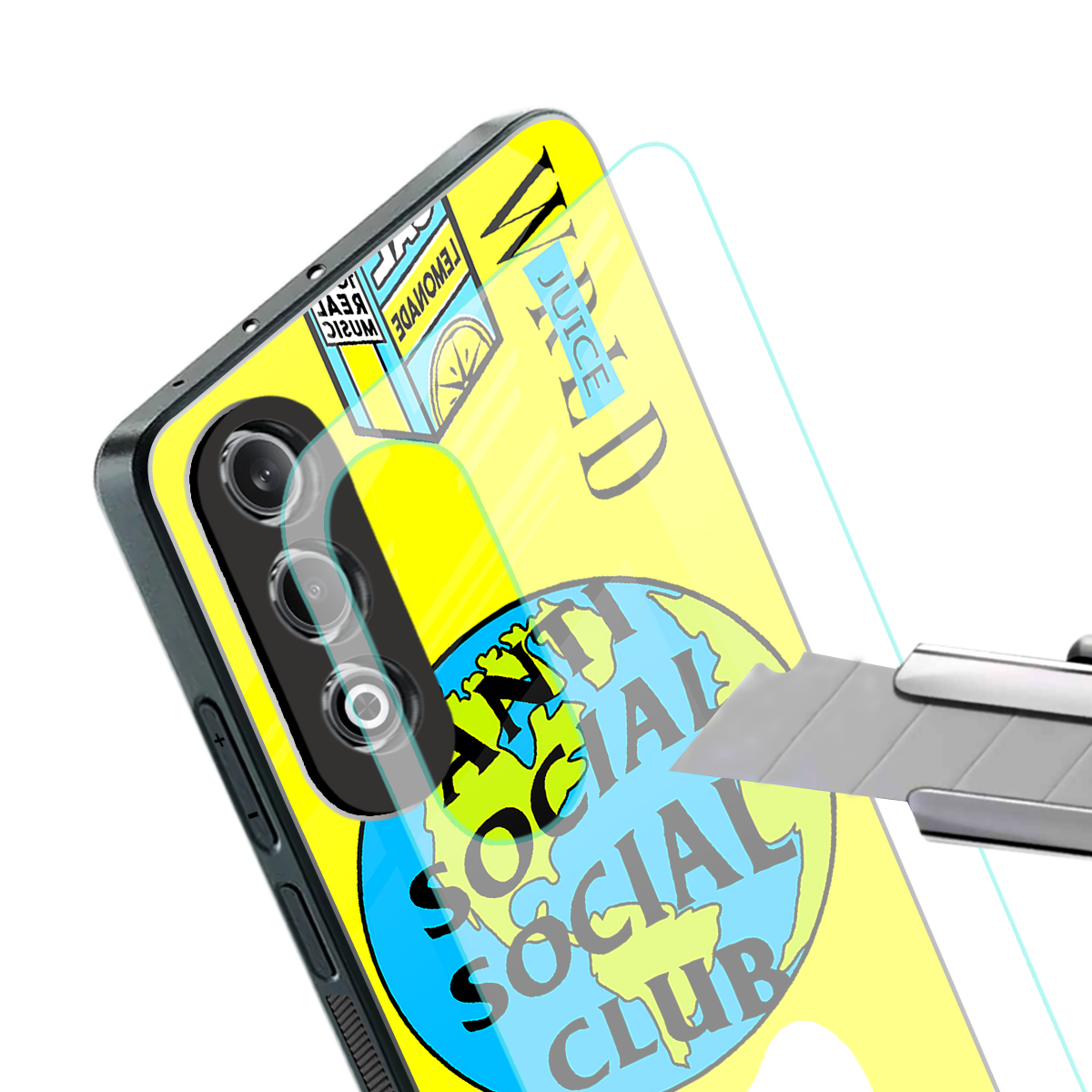 anti social social club x juice wrld back phone cover | glass case for oneplus nord ce 4