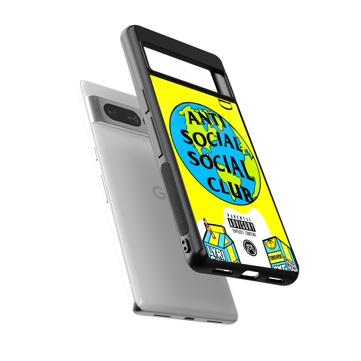 anti social social club x juice wrld back phone cover | glass case for google pixel 7 pro