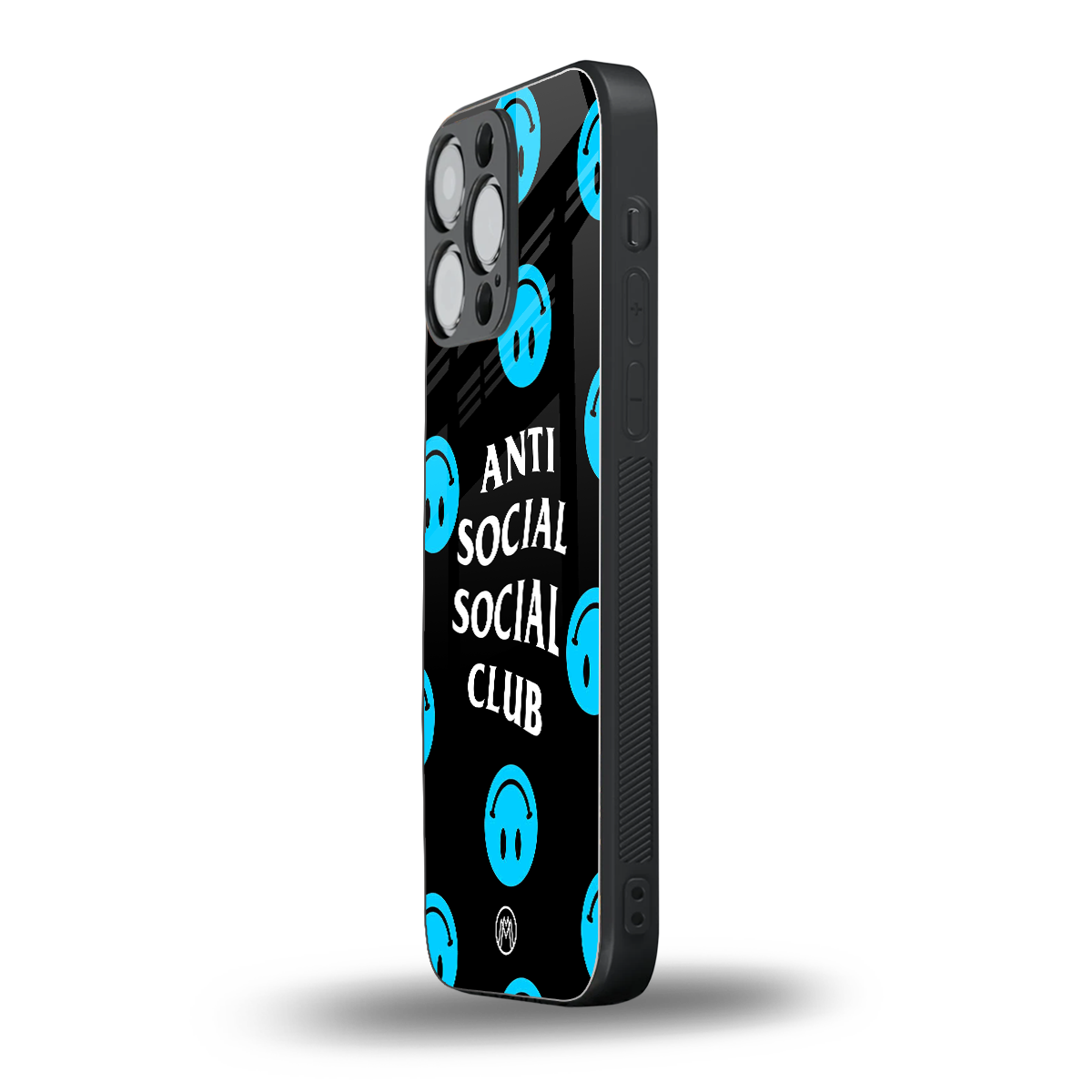 anti social social club x smileys back phone cover | glass case for iphone 14 pro max
