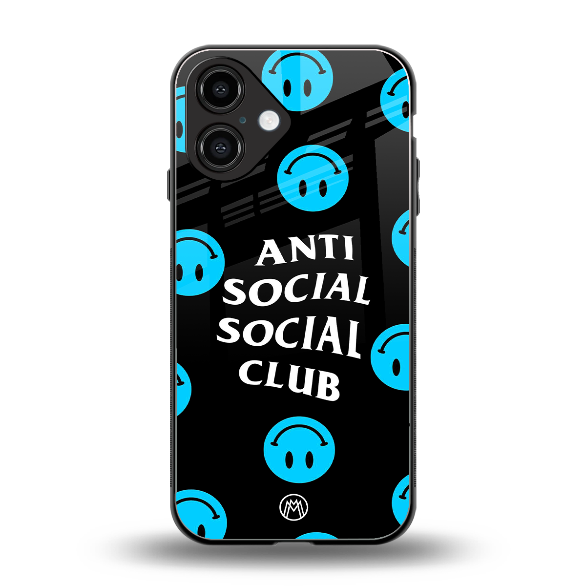 anti social social club x smileys back phone cover | glass case for iphone 16