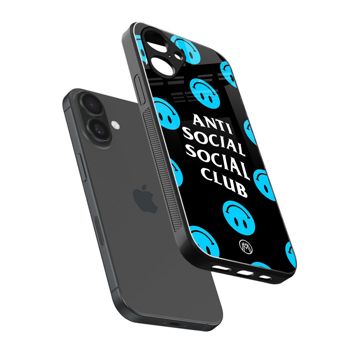 anti social social club x smileys back phone cover | glass case for iphone 16
