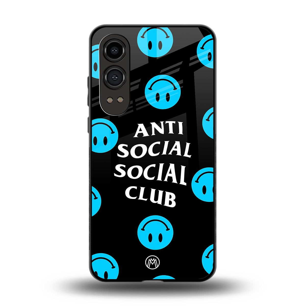 anti social social club x smileys back phone cover | glass case for oneplus nord ce 4 lite