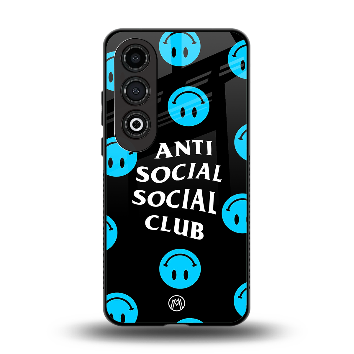 anti social social club x smileys back phone cover | glass case for oneplus nord ce 4