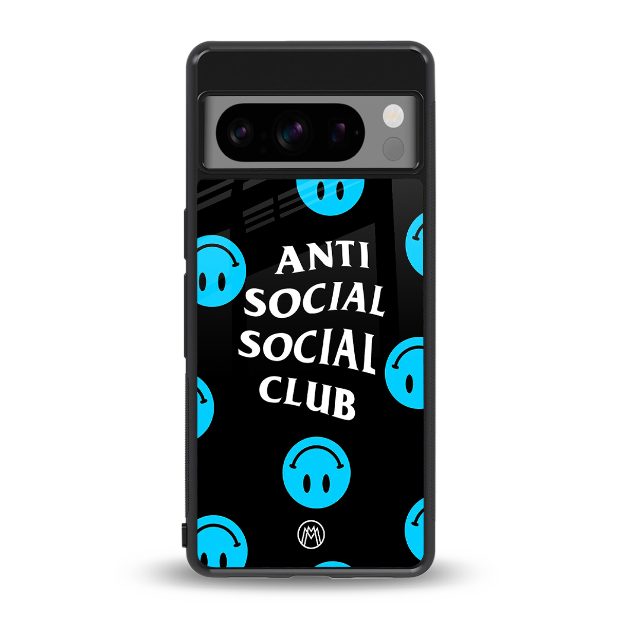 anti social social club x smileys back phone cover | glass case for google pixel 8 pro