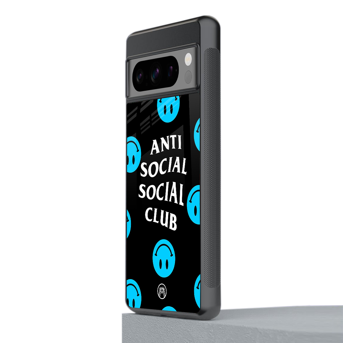anti social social club x smileys back phone cover | glass case for google pixel 8 pro