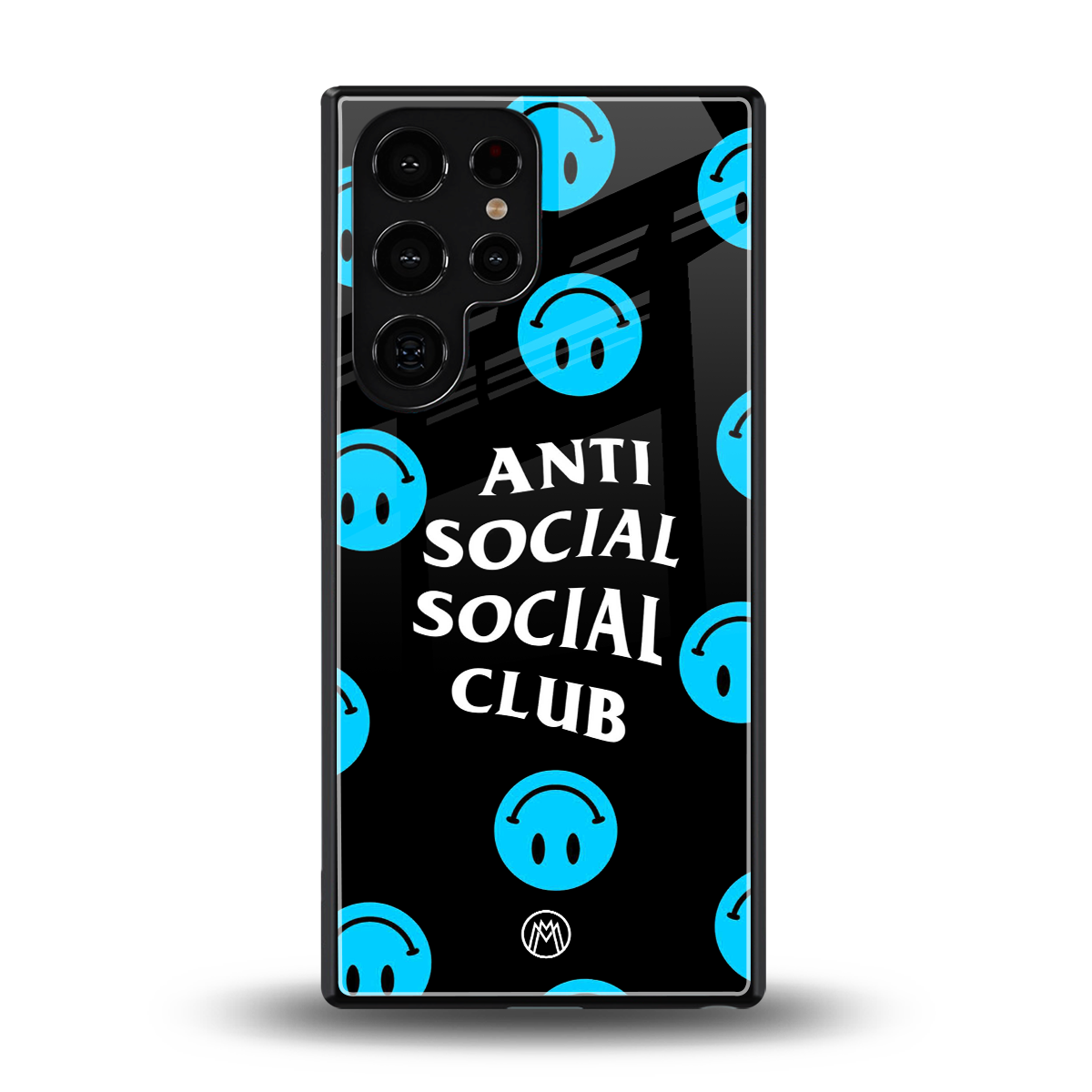 anti social social club x smileys back phone cover | glass case for samsung galaxy s25 ultra