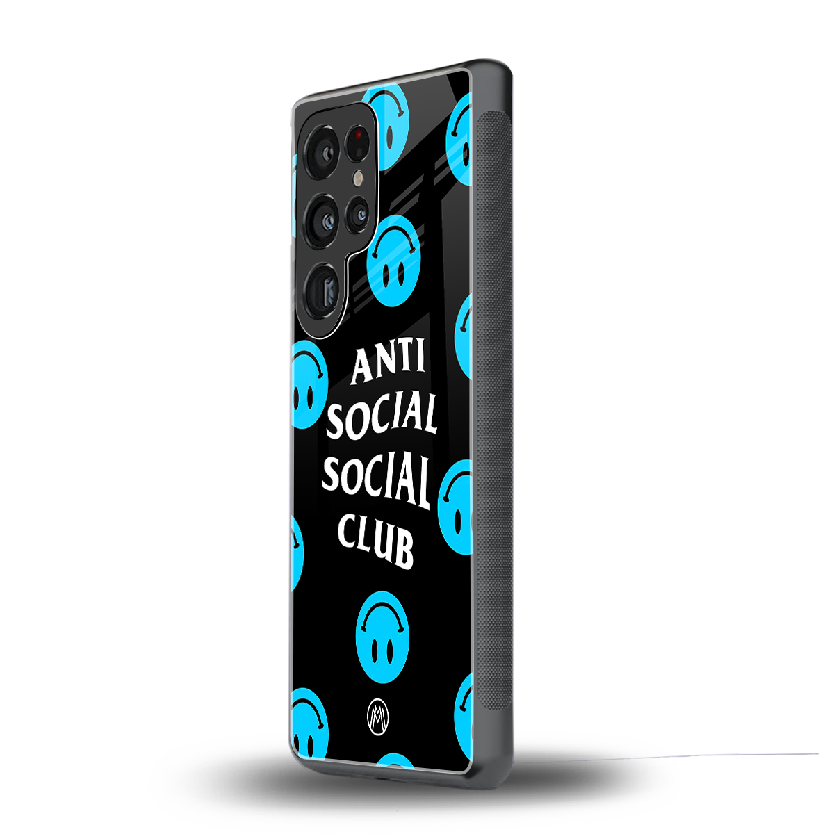 anti social social club x smileys back phone cover | glass case for samsung galaxy s25 ultra