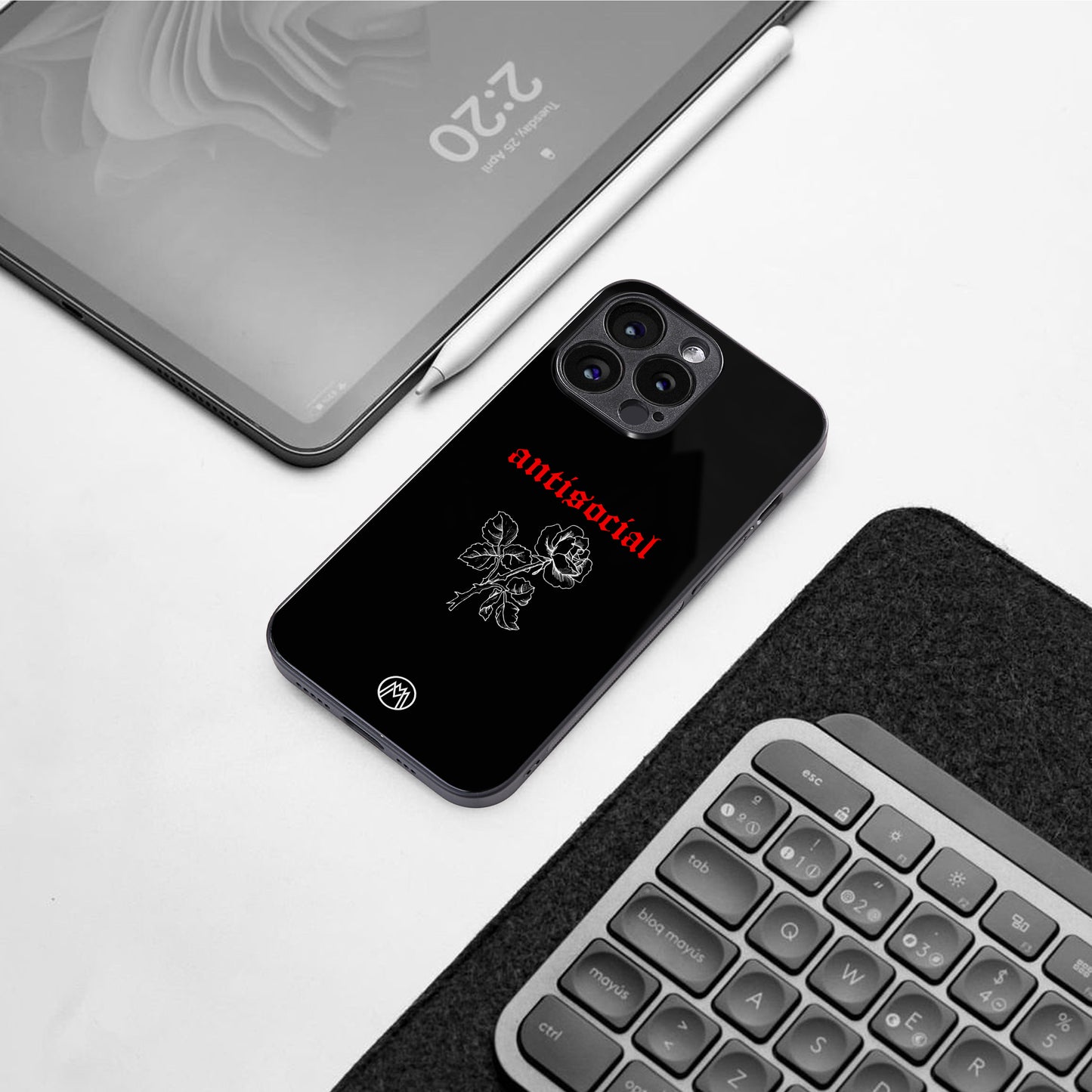 anti social black back phone cover | glass case for iphone 15 plus