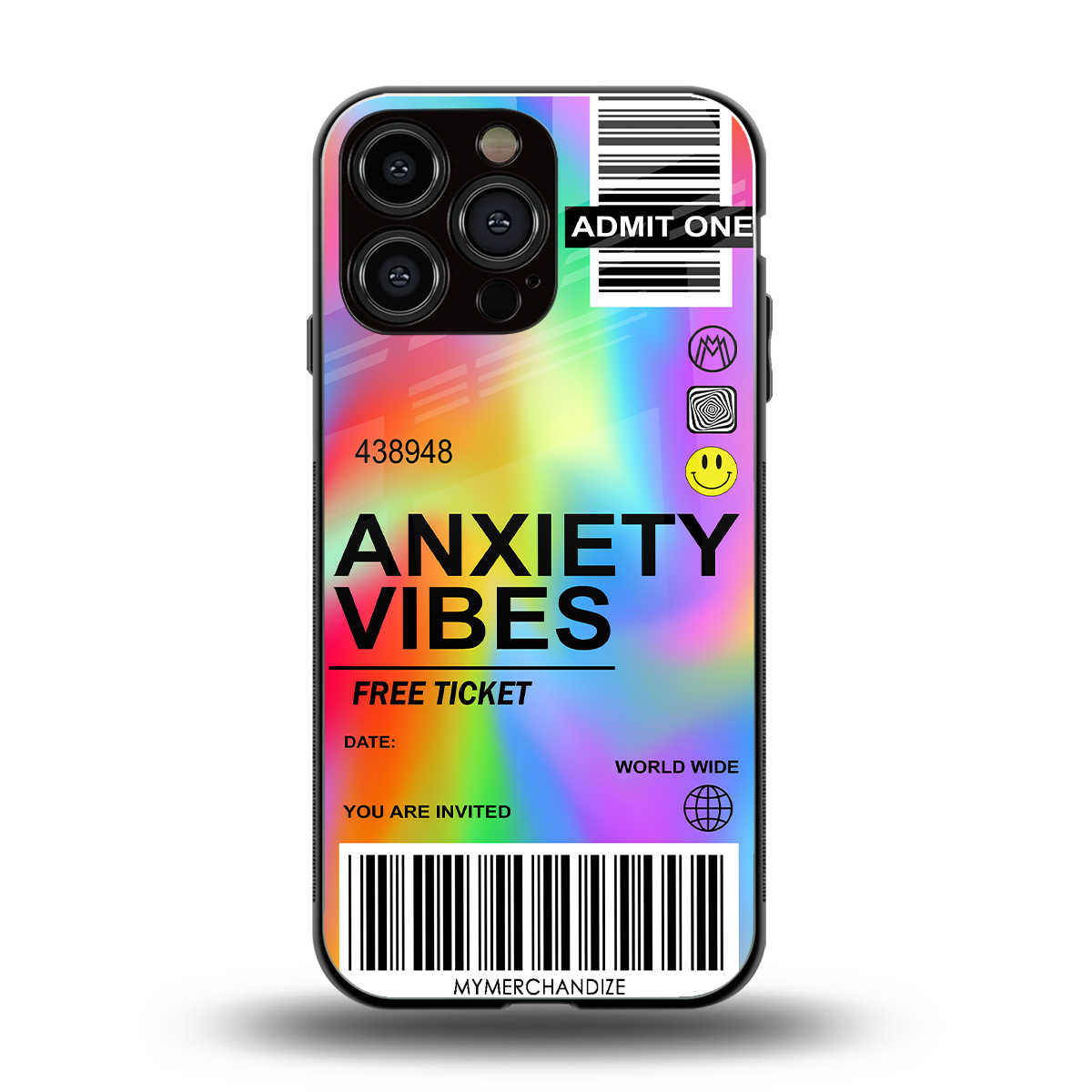 anxiety vibes back phone cover | glass case for iphone 14 pro max
