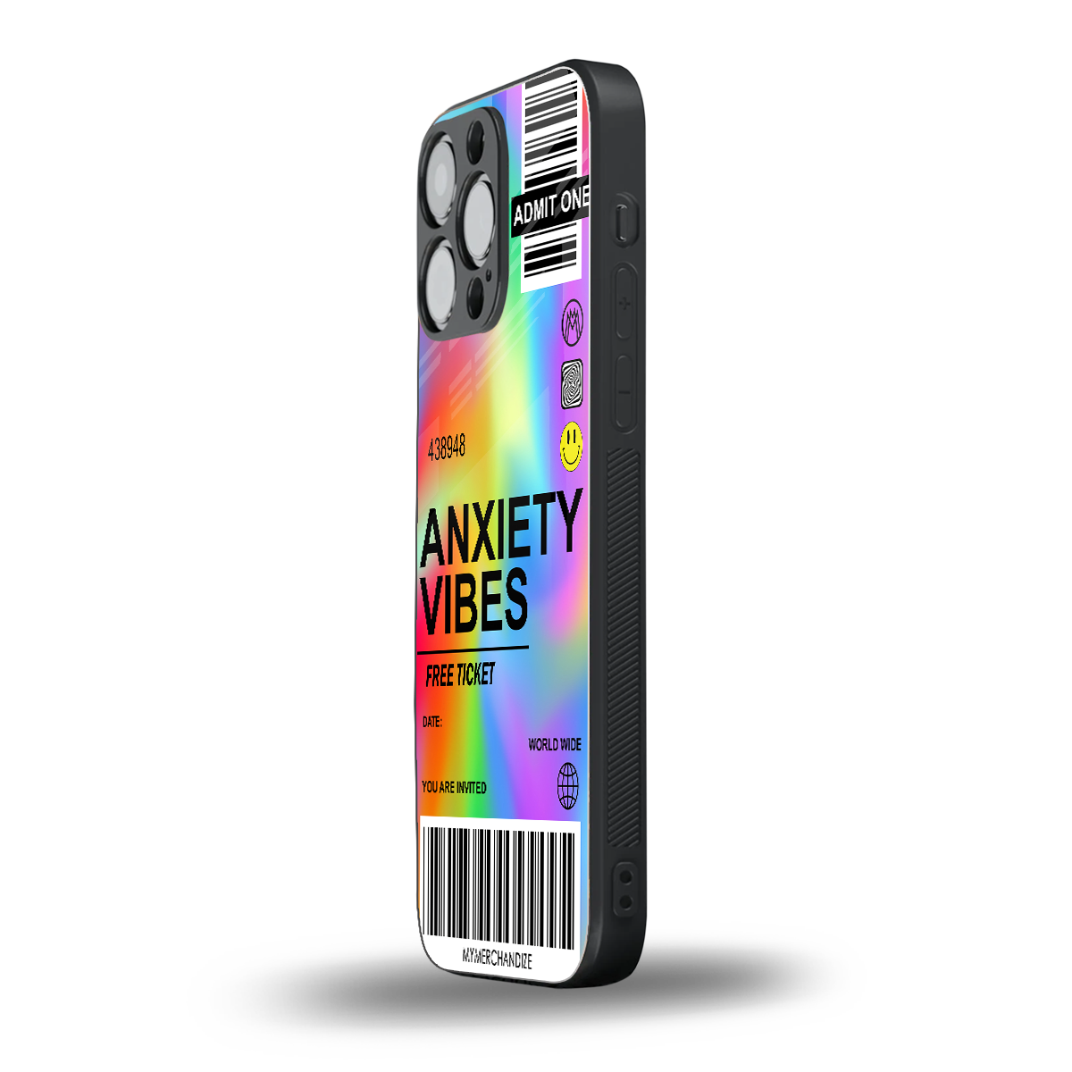anxiety vibes back phone cover | glass case for iphone 14 pro max