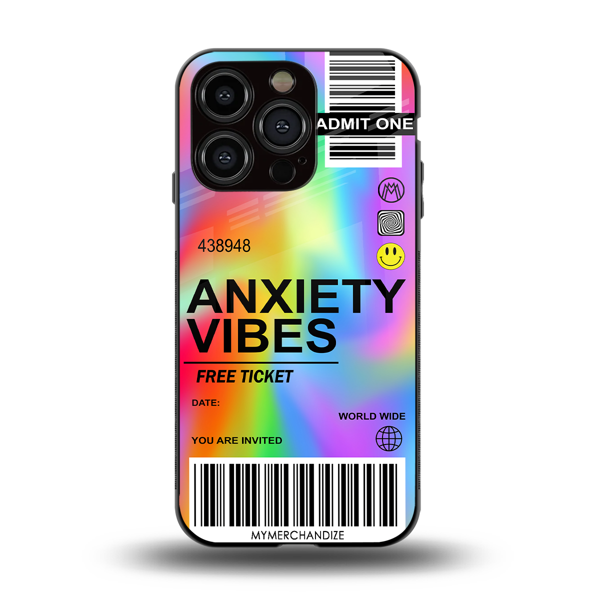 anxiety vibes back phone cover | glass case for iphone 14 pro