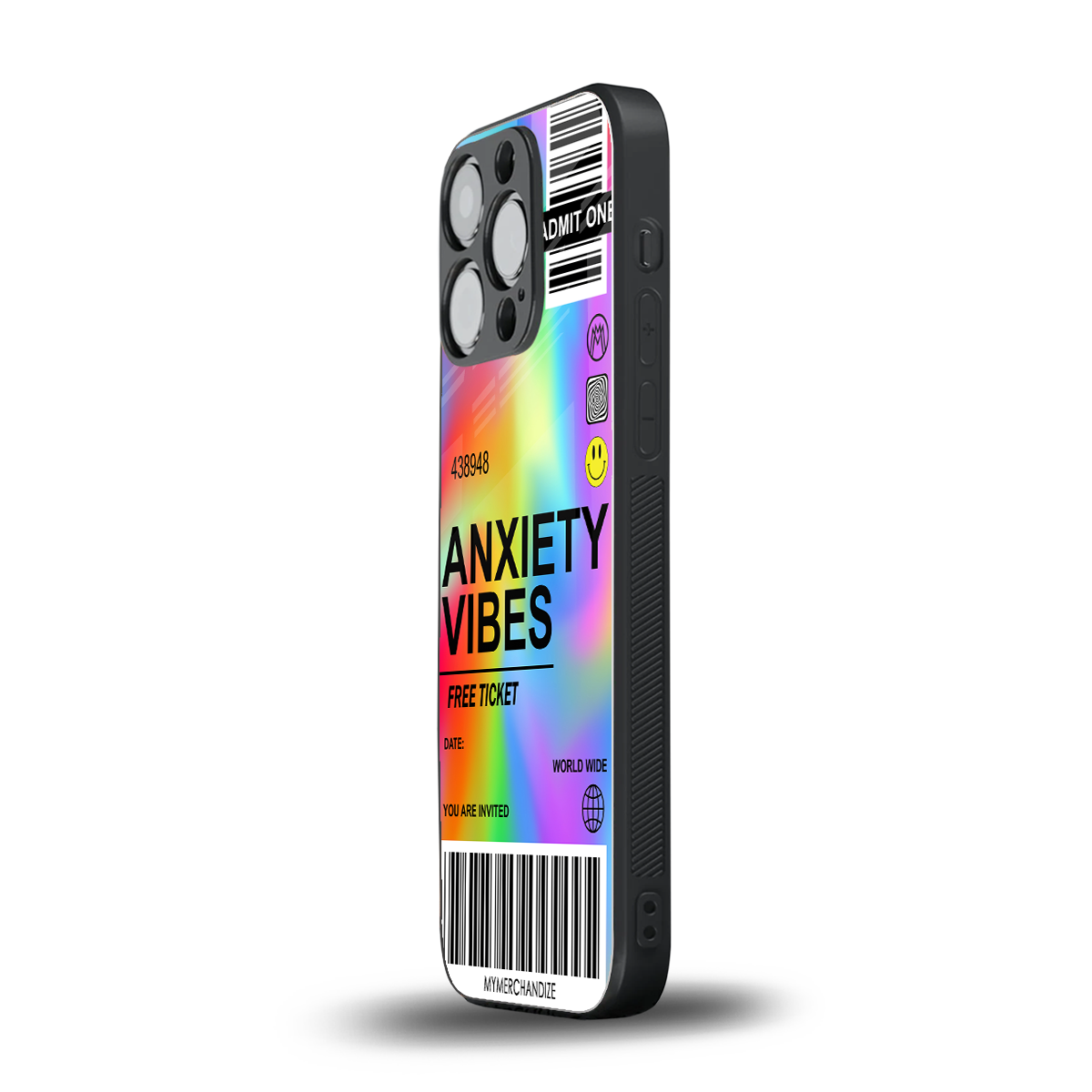 anxiety vibes back phone cover | glass case for iphone 14 pro