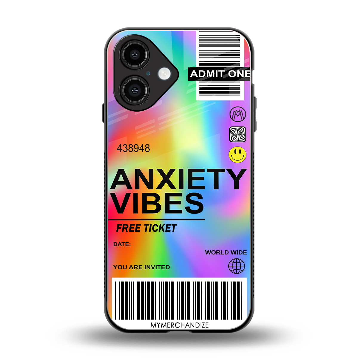 anxiety vibes back phone cover | glass case for iphone 16