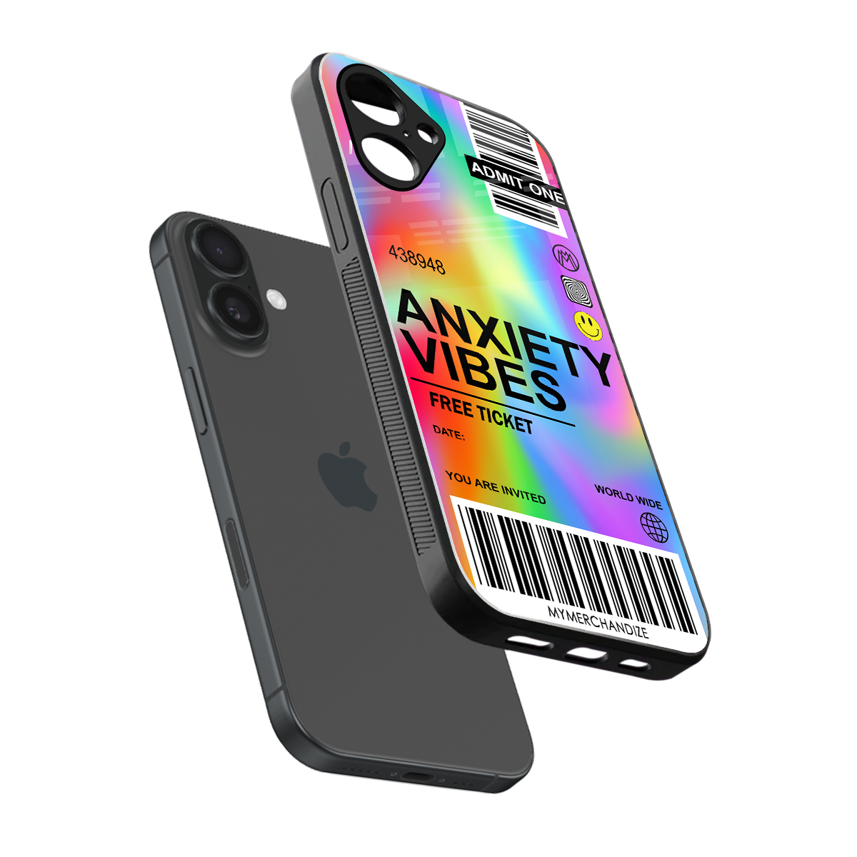 anxiety vibes back phone cover | glass case for iphone 16