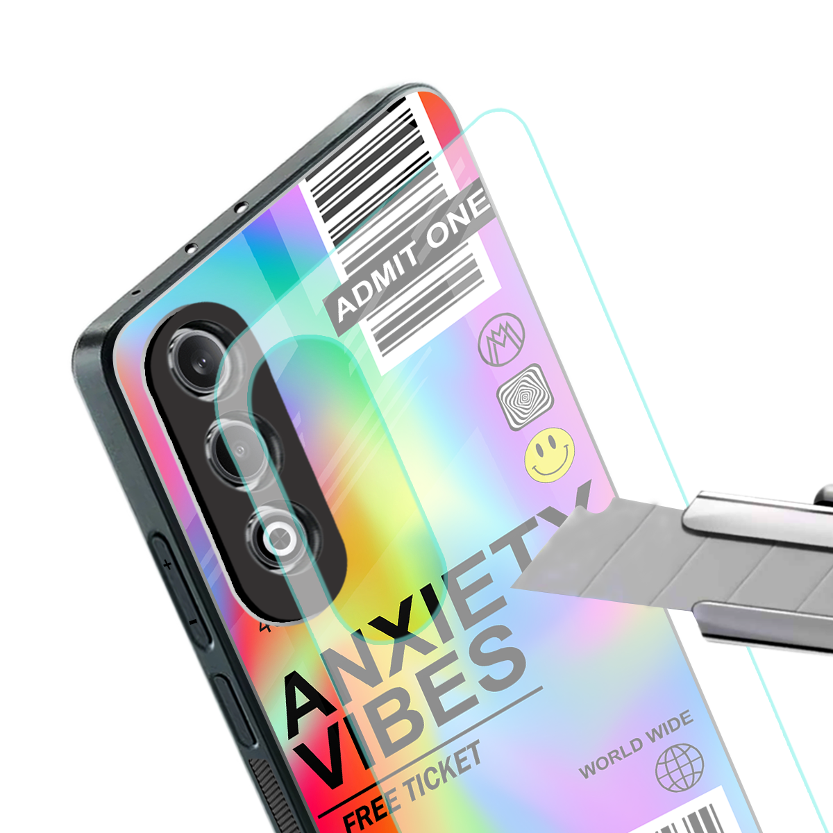 anxiety vibes back phone cover | glass case for oneplus nord ce 4