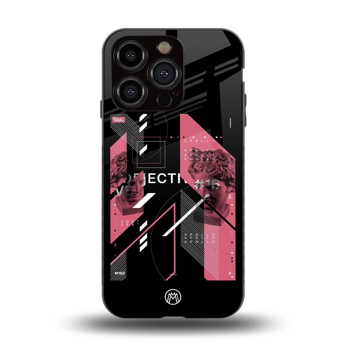 apollo project aesthetic pink and black back phone cover | glass case for iphone 14 pro
