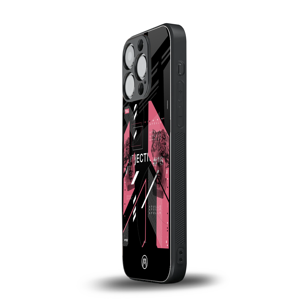 apollo project aesthetic pink and black back phone cover | glass case for iphone 14 pro