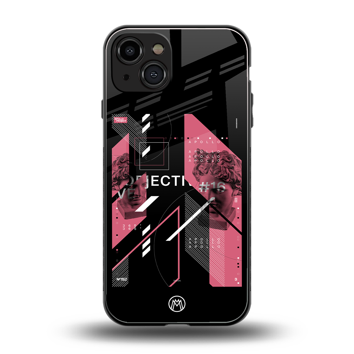 apollo project aesthetic pink and black back phone cover | glass case for iphone 15