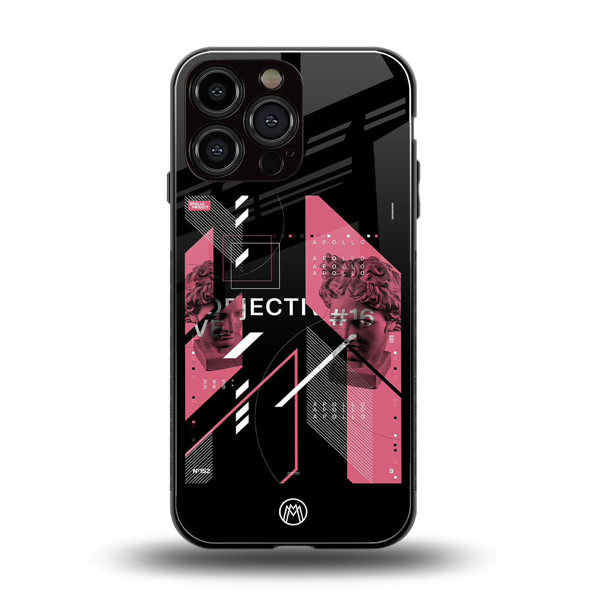 apollo project aesthetic pink and black back phone cover | glass case for iphone 16 pro max