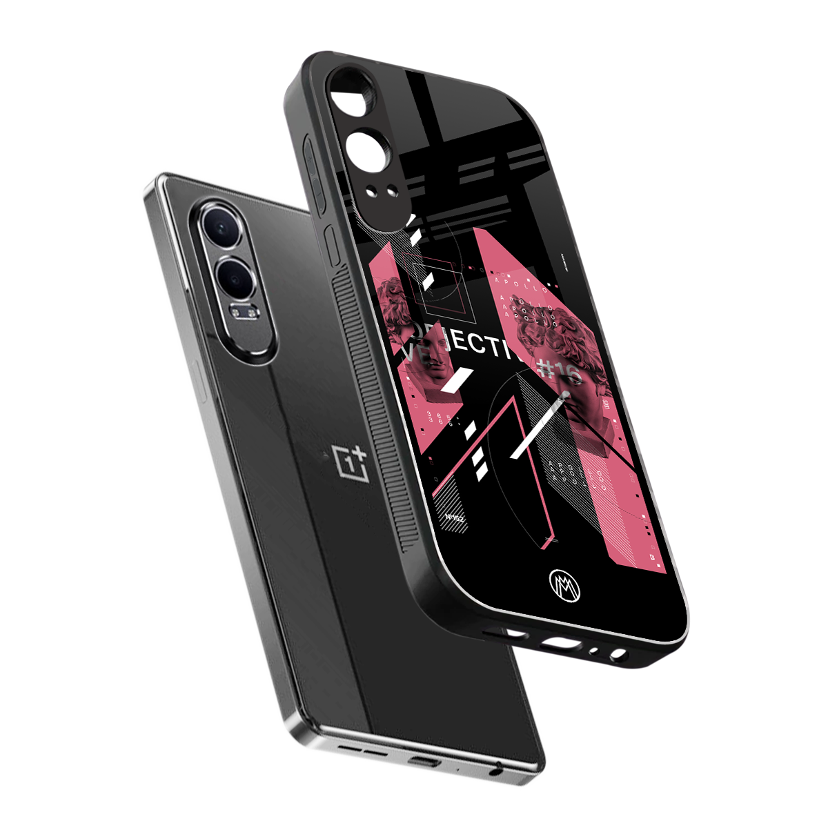 apollo project aesthetic pink and black back phone cover | glass case for oneplus nord ce 4 lite
