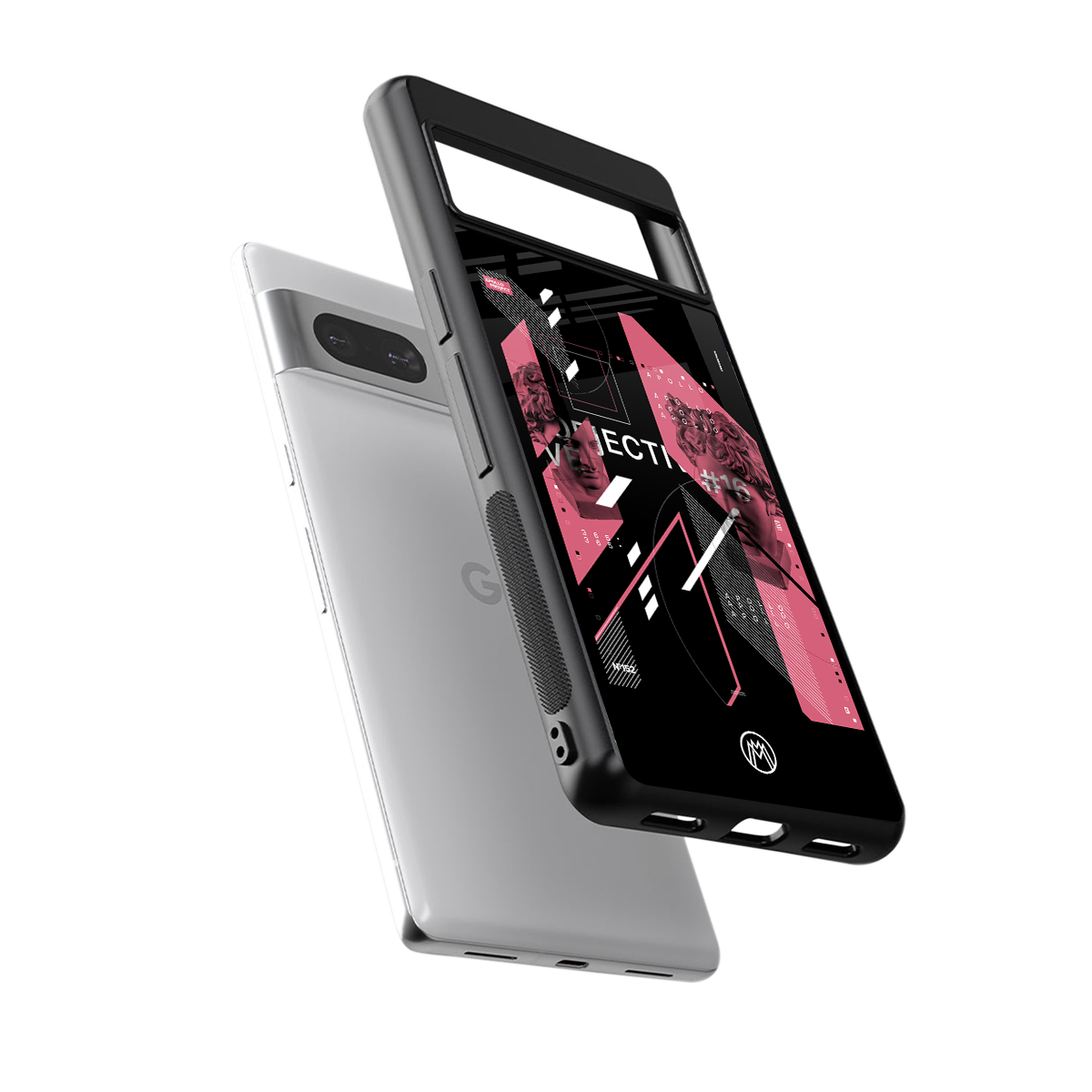 apollo project aesthetic pink and black back phone cover | glass case for Google Pixel 7