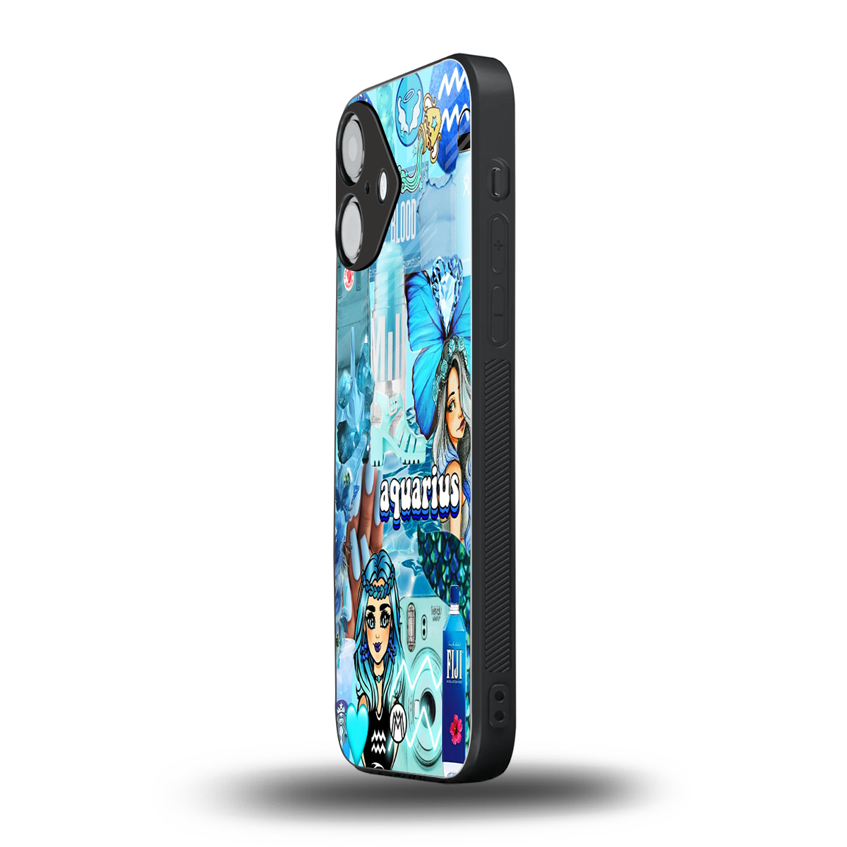 aquarius aesthetic collage back phone cover | glass case for iphone 16