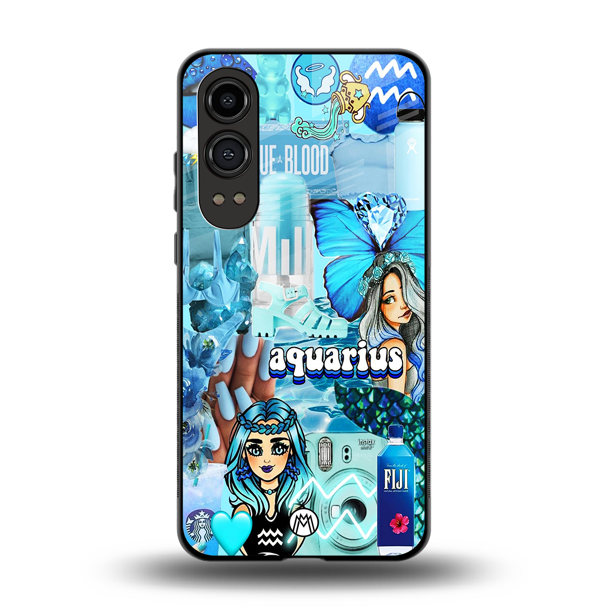 aquarius aesthetic collage back phone cover | glass case for oneplus nord ce 4 lite
