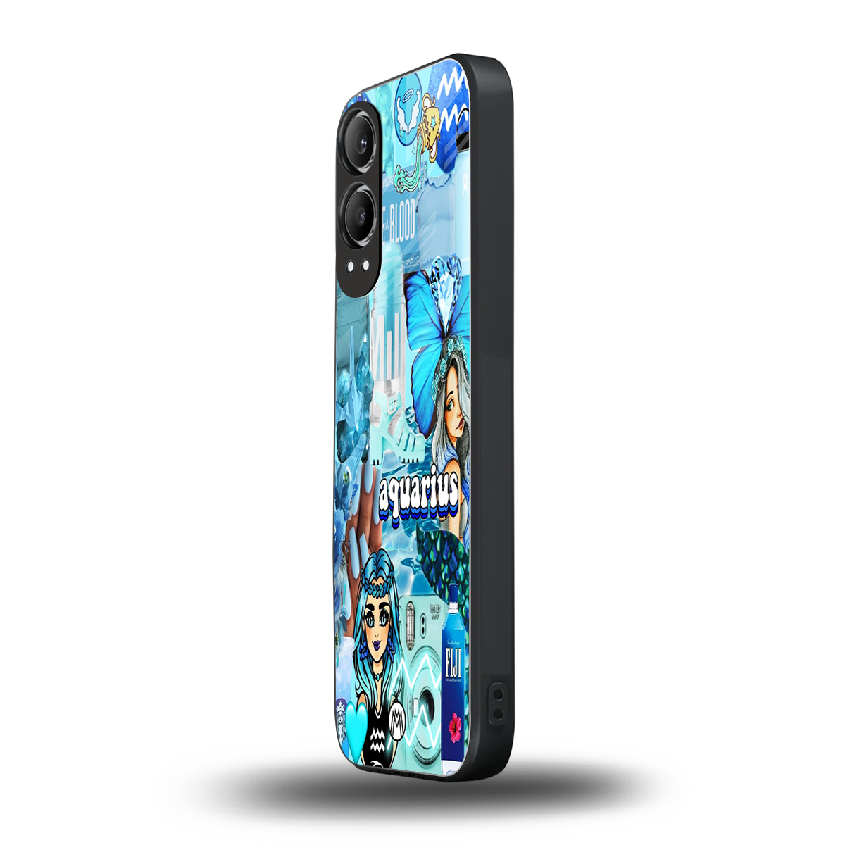 aquarius aesthetic collage back phone cover | glass case for oneplus nord ce 4 lite