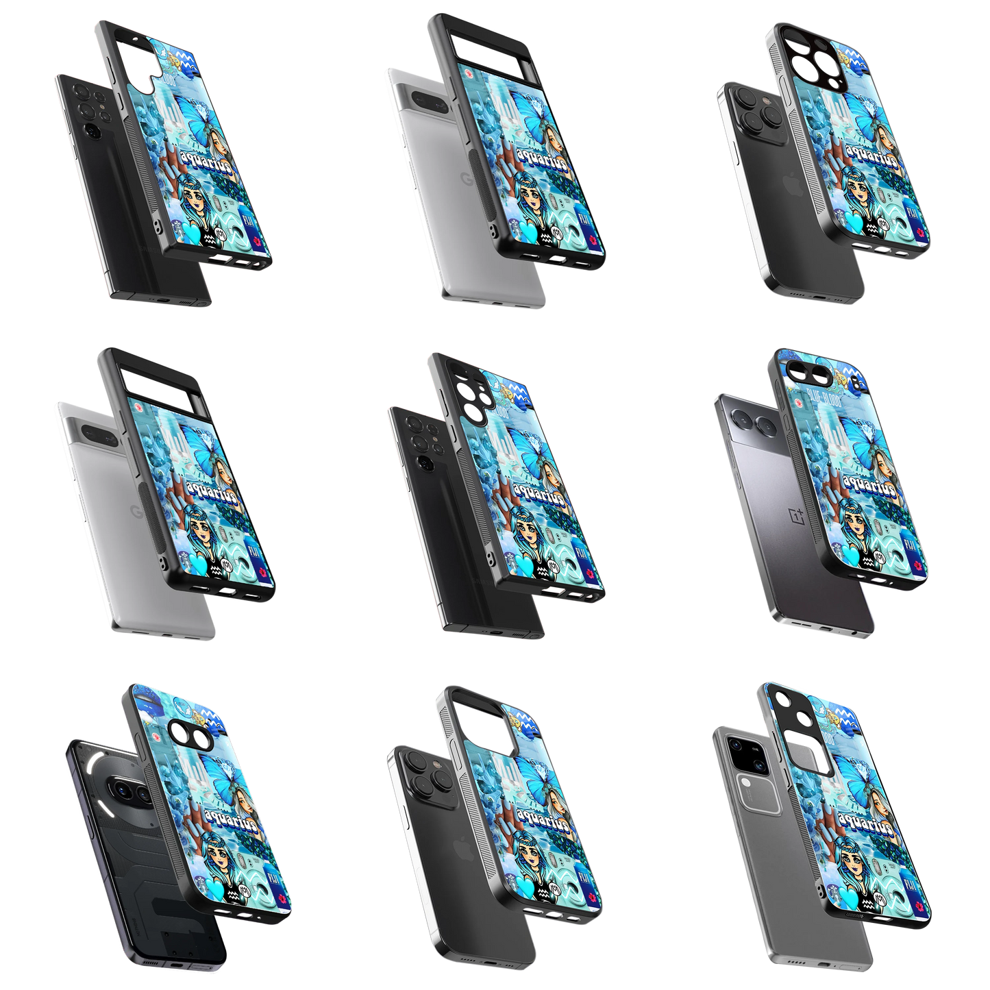 Durable Glass Back Mobile Case for iPhone, Samsung, OnePlus, Google Pixel, Redmi, Vivo, Oppo