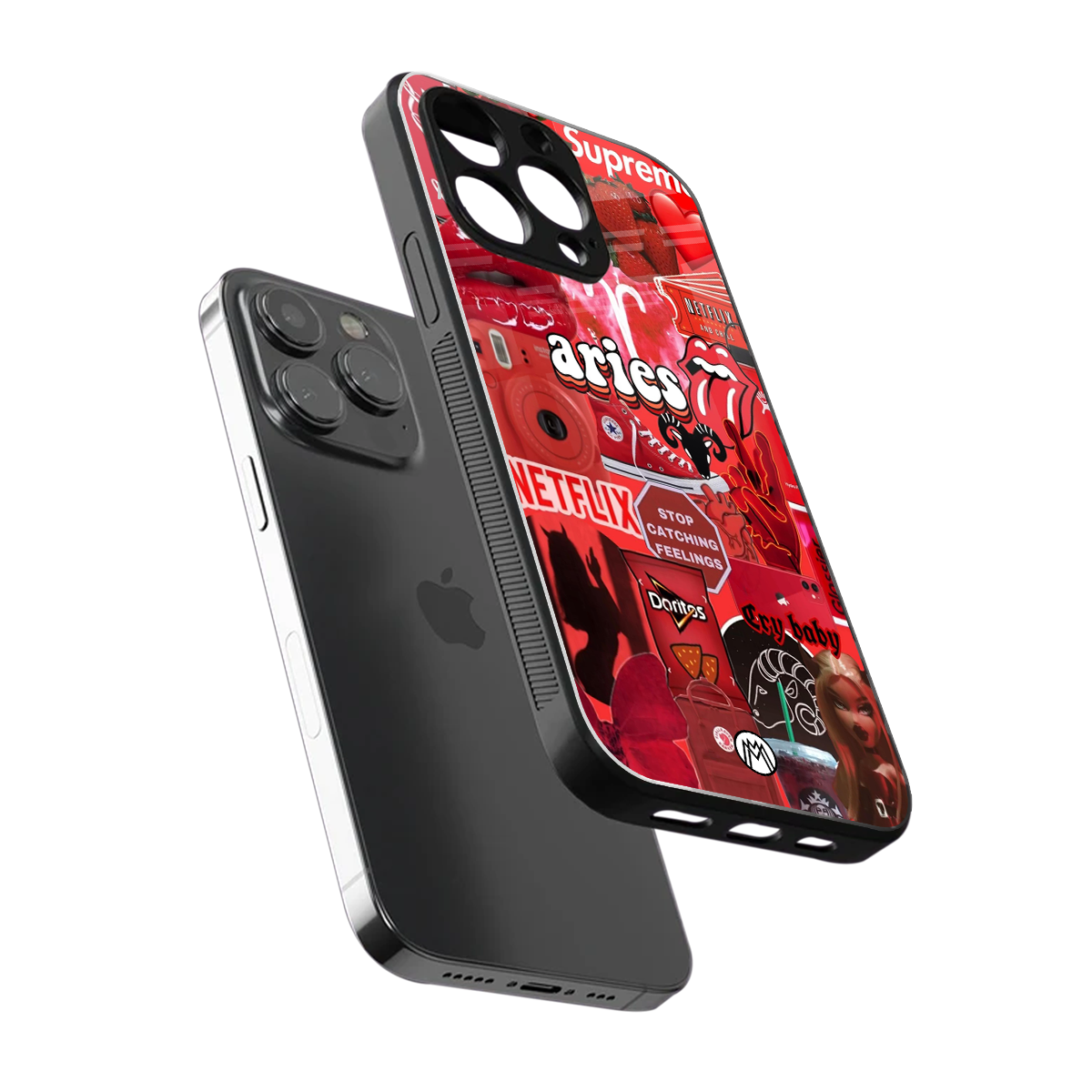 aries aesthetic collage back phone cover | glass case for iphone 14 pro max