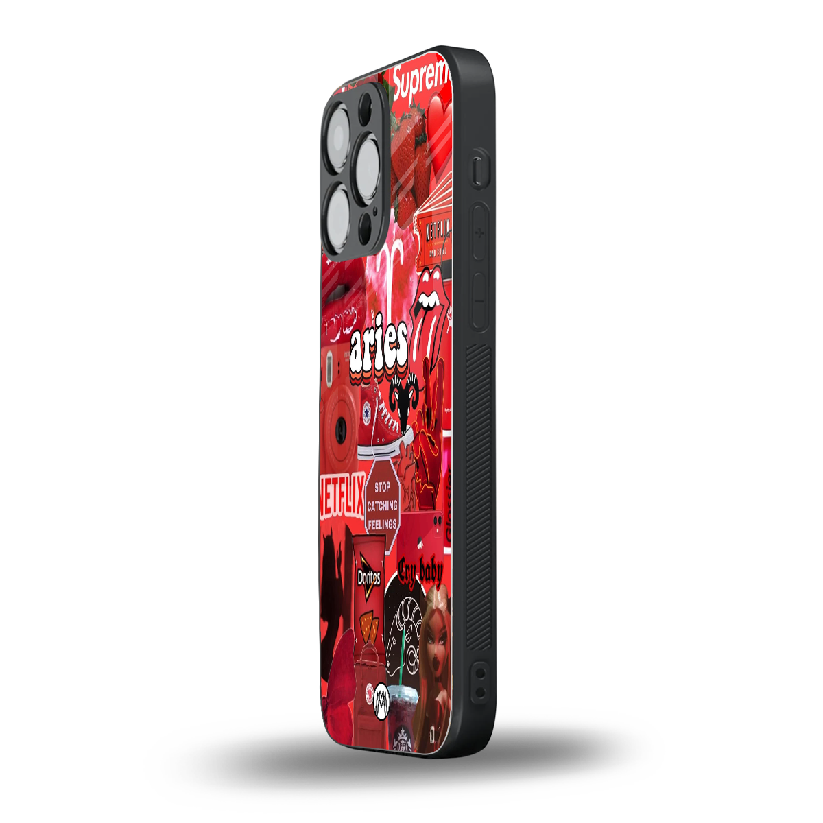 aries aesthetic collage back phone cover | glass case for iphone 16 pro max
