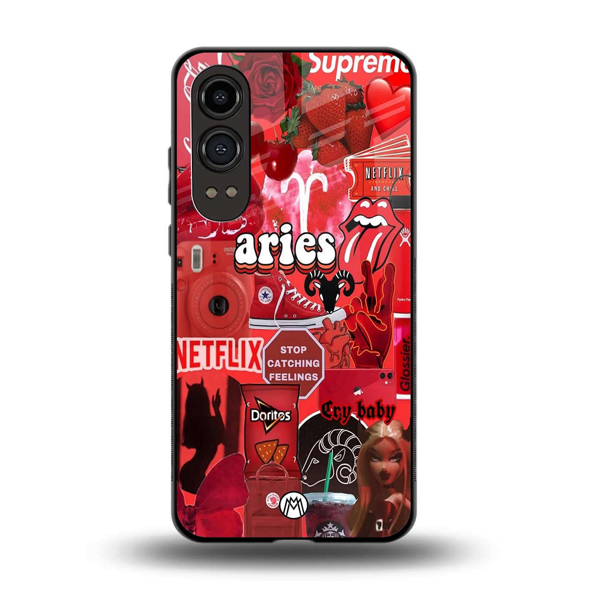 aries aesthetic collage back phone cover | glass case for oneplus nord ce 4 lite