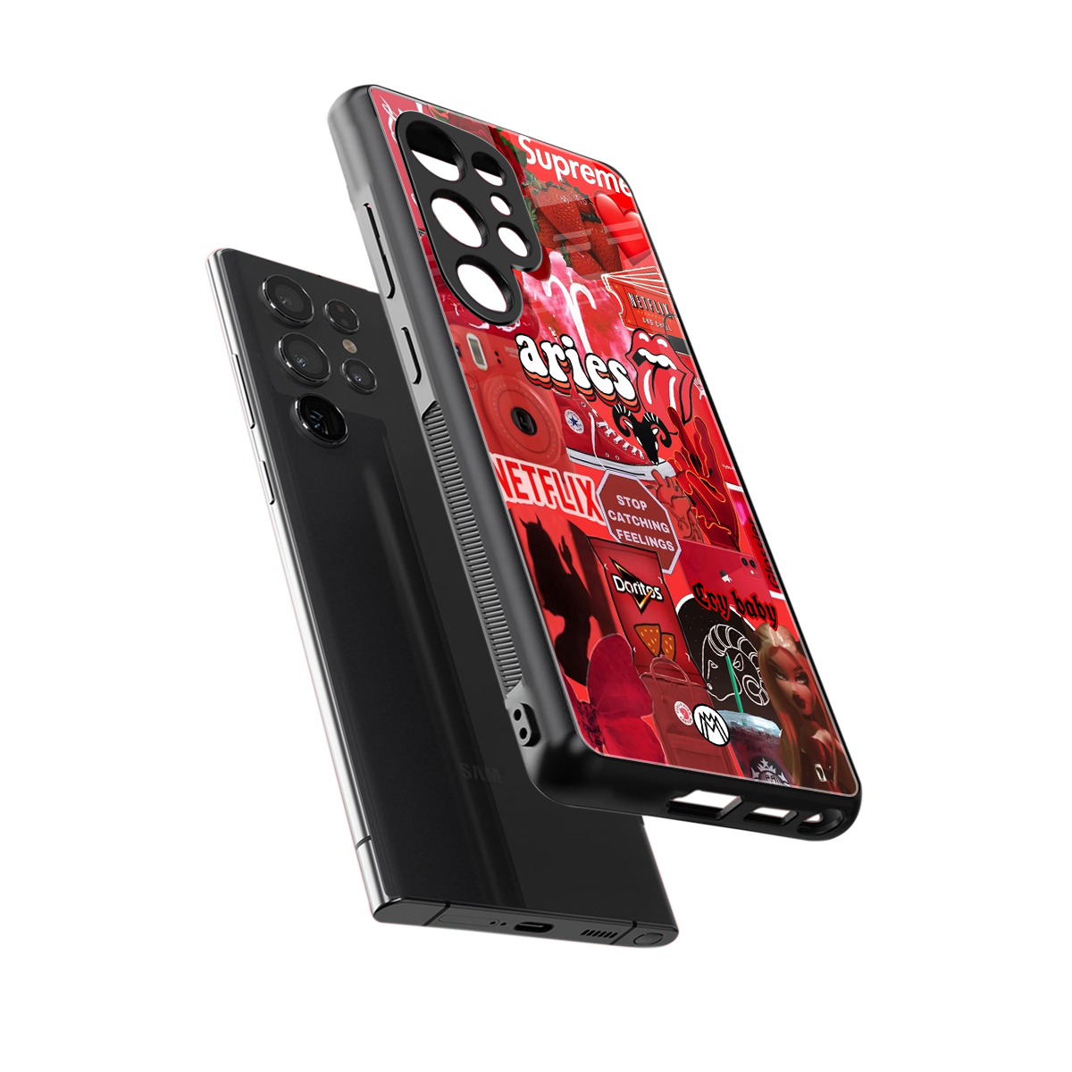 aries aesthetic collage back phone cover | glass case for samsung galaxy s25 ultra