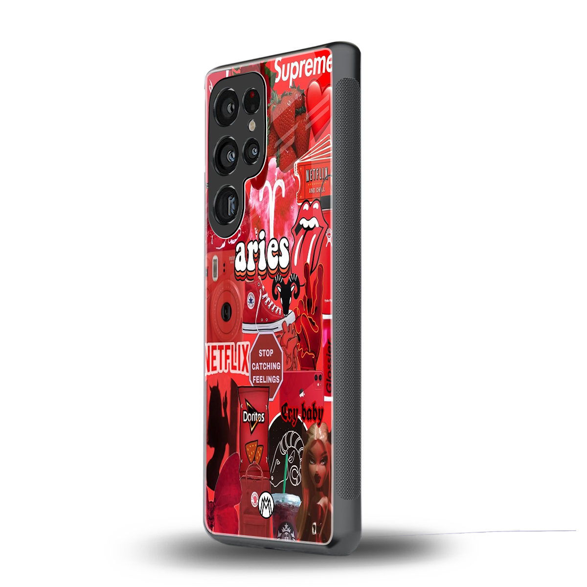 aries aesthetic collage back phone cover | glass case for samsung galaxy s25 ultra