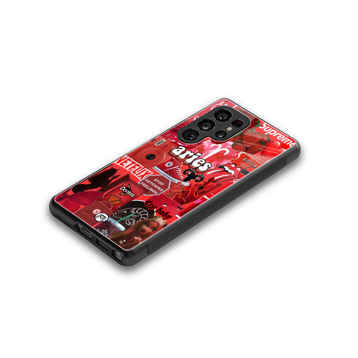 aries aesthetic collage back phone cover | glass case for samsung galaxy s25 ultra
