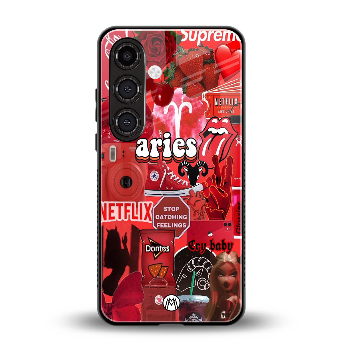 aries aesthetic collage back phone cover | glass case for samsung galaxy s24 fe